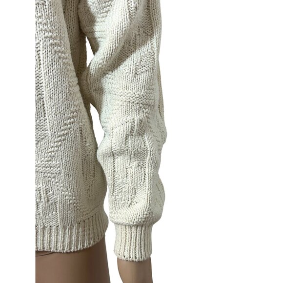 Body Equip Men’s Sweater Vtg M Cream Textured Geometric Pattern Pullover USA - Picture 14 of 16
